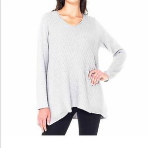 Beatrix Ost Womens Ribbed Knit Long Sleeve V-Neck Tunic Sweater